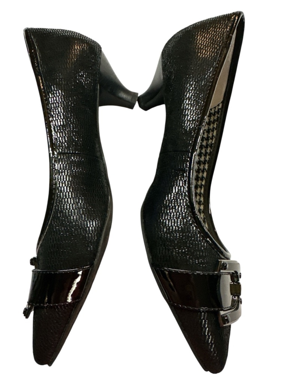 Anne Klein AKMADALON Iflex Leather Kitten Heel Pump Textured Size 6 - Picture 4 of 13